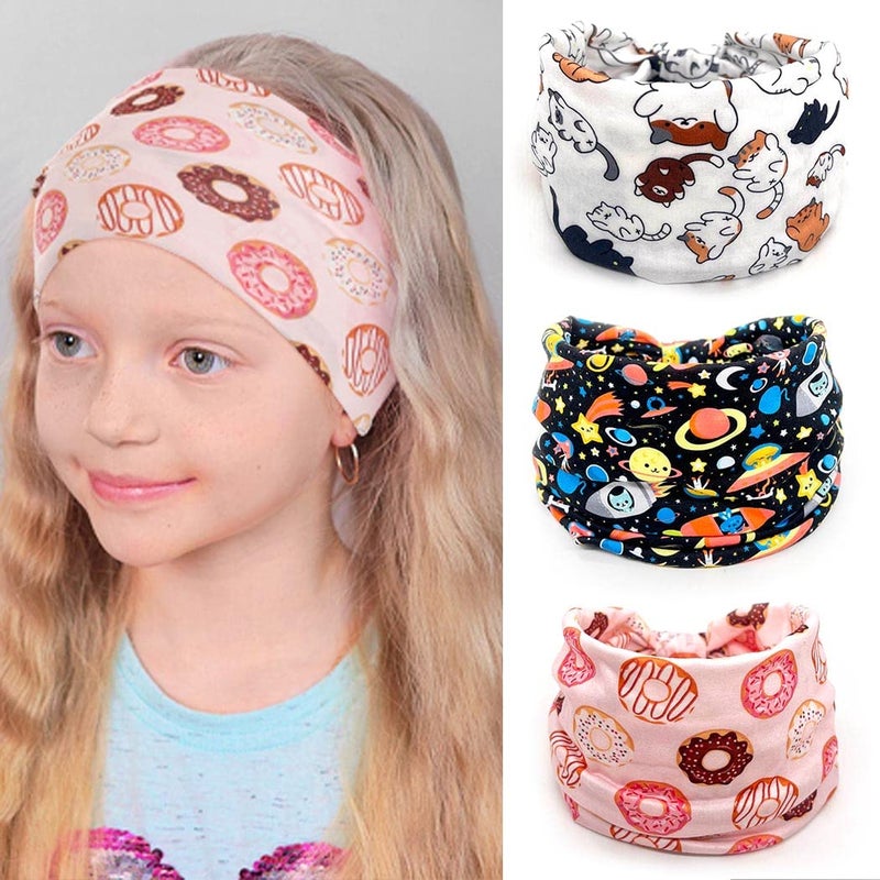 Bohend Girls Non-Slip Headbands - 3 Pack Wide Knotted Elastic Hair Bands, Cute Workout Yoga Sweatbands for Kids & Girls (Small Size) - Image 1